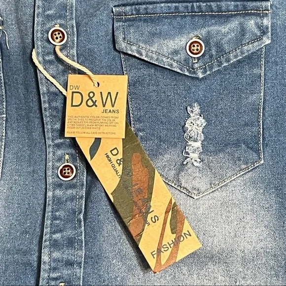 D & W Raw edge denim shirt S - Picture 6 of 7